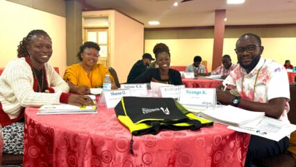 Nyengo Kumwenda (R) at the SBS Immersion Workshop in Kampala